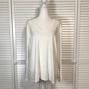 Covington Essentials White Chic Silky Relaxed Fit Tunic Blouse Women XL